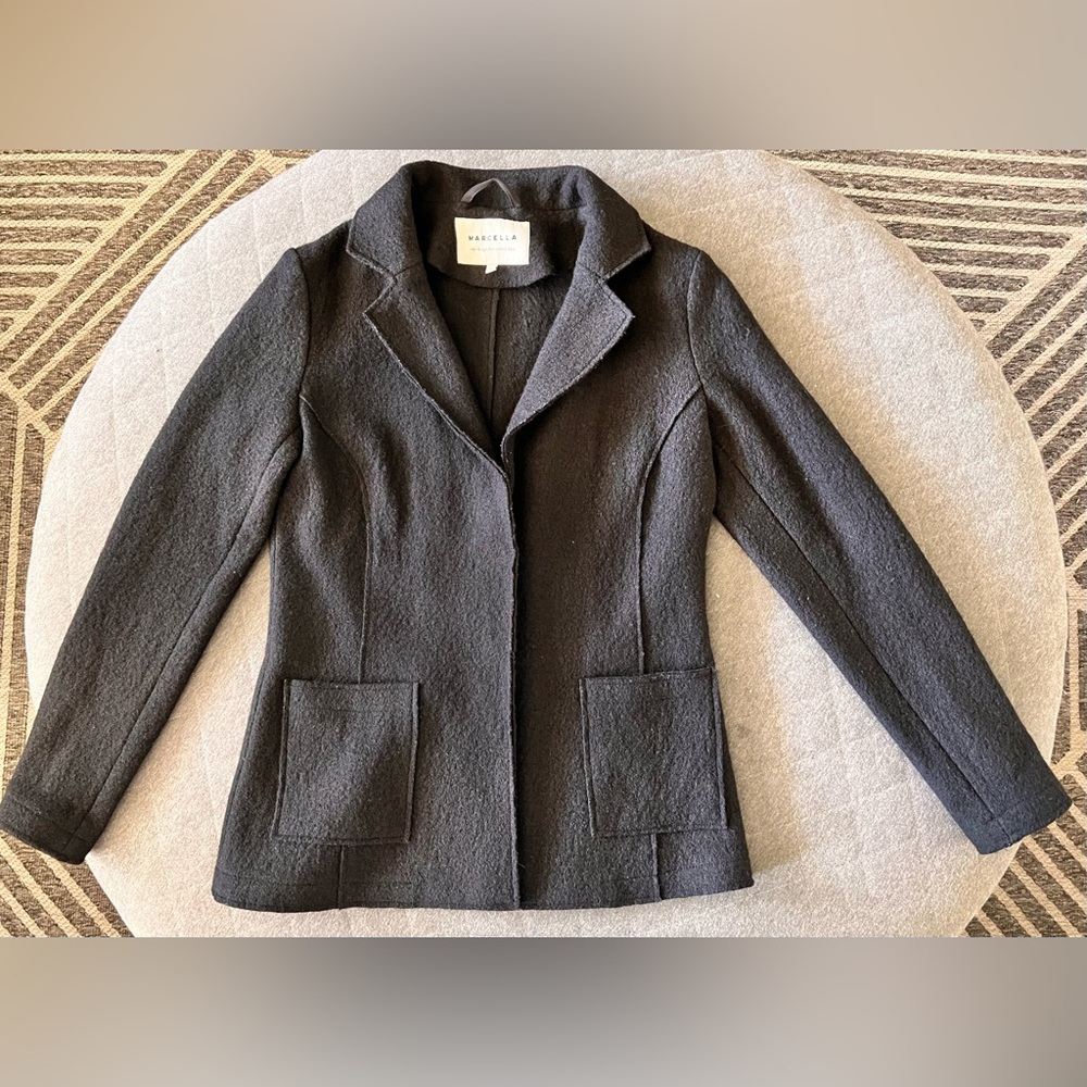 MARCELLA NYC Medium Black 100% Virgin Wool Blazer Excellent Condition Orig $400 - Picture 9 of 9